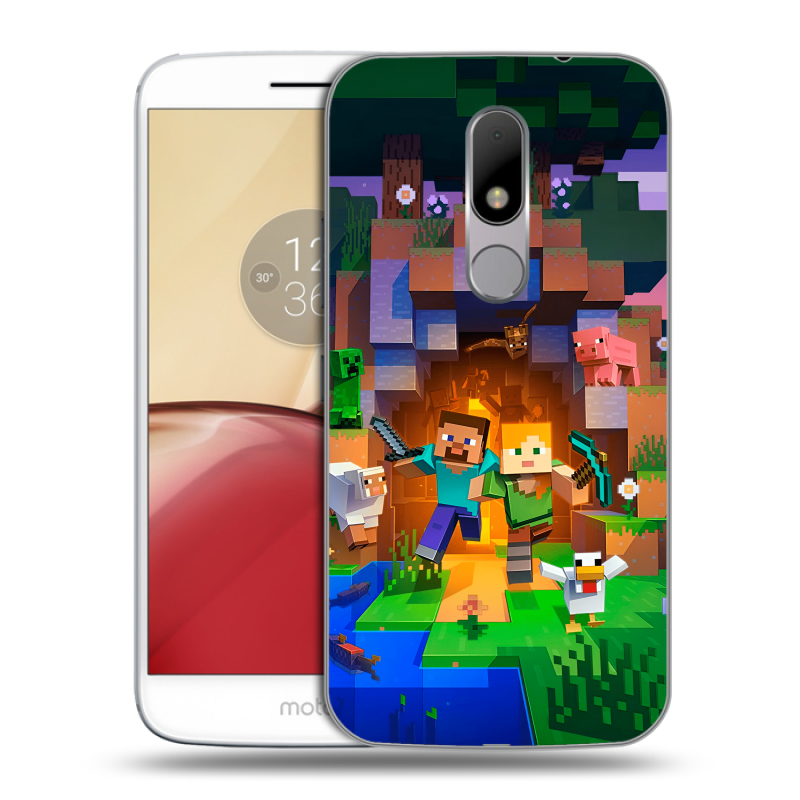Силиконовый чехол на Lenovo Moto M с принтом Майнкрафт Minecraft Силиконовый чехол на Lenovo Moto M с принтом Майнкрафт Minecraft