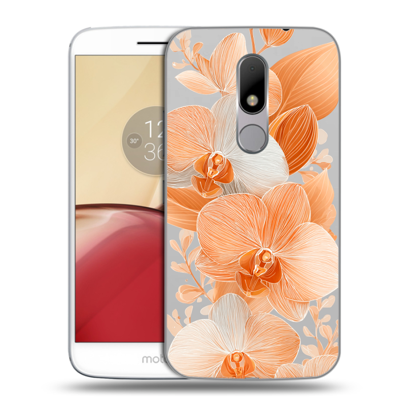 Силиконовый чехол на Lenovo Moto M с принтом Бежевые цветы Силиконовый чехол на Lenovo Moto M с принтом Бежевые цветы
