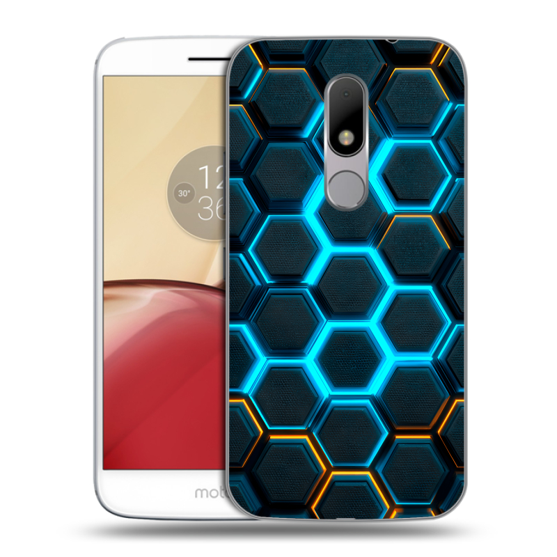 Силиконовый чехол на Lenovo Moto M с принтом Неоновые соты Силиконовый чехол на Lenovo Moto M с принтом Неоновые соты