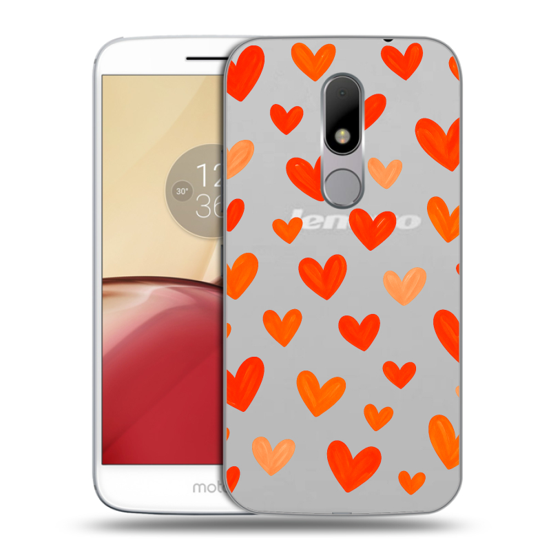 Силиконовый чехол на Lenovo Moto M с принтом Сердечки Силиконовый чехол на Lenovo Moto M с принтом Сердечки