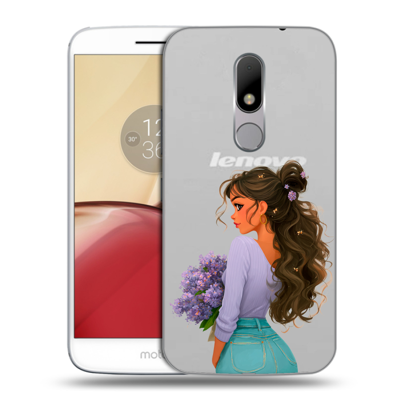 Пластиковый чехол на Lenovo Moto M с принтом девушка цветы Пластиковый чехол на Lenovo Moto M с принтом девушка цветы