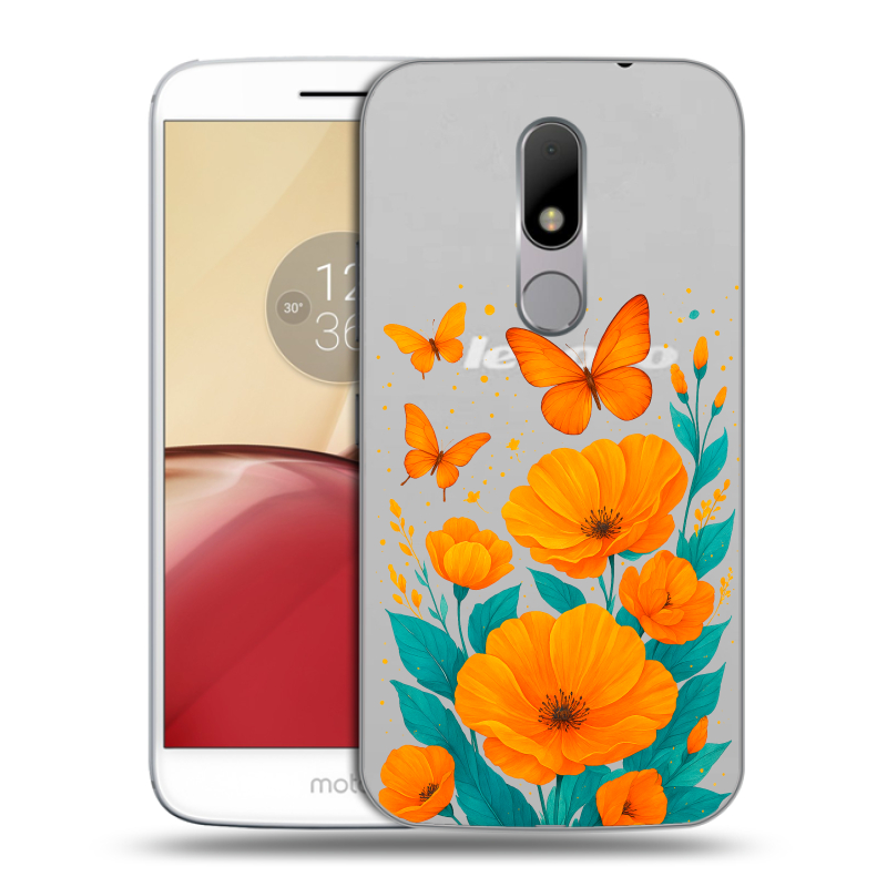 Пластиковый чехол на Lenovo Moto M с принтом цветы бабочки Пластиковый чехол на Lenovo Moto M с принтом цветы бабочки