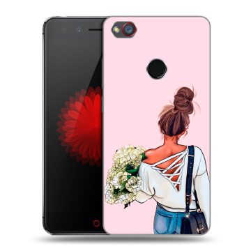 Силиконовый чехол на ZTE Nubia Z11 Mini S с принтом Девушка и букет Силиконовый чехол на ZTE Nubia Z11 Mini S с принтом Девушка и букет
