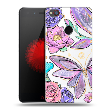 Силиконовый чехол на ZTE Nubia Z11 Mini S с принтом Бабочки и цветы