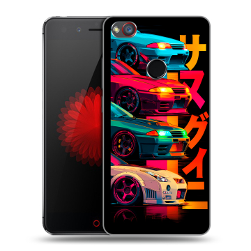 Силиконовый чехол на ZTE Nubia Z11 Mini S с принтом Гоночные машины