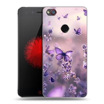 Силиконовый чехол на ZTE Nubia Z11 Mini S с принтом бабочки и лаванда