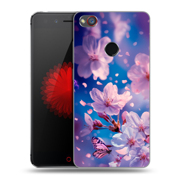 Силиконовый чехол на ZTE Nubia Z11 Mini S с принтом цветы бабочки