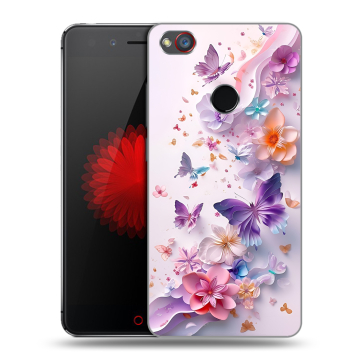 Силиконовый чехол на ZTE Nubia Z11 Mini S с принтом цветы бабочки