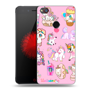 Силиконовый чехол на ZTE Nubia Z11 Mini S с принтом розовые единороги