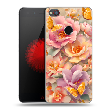 Силиконовый чехол на ZTE Nubia Z11 Mini S с принтом Цветы и бабочки