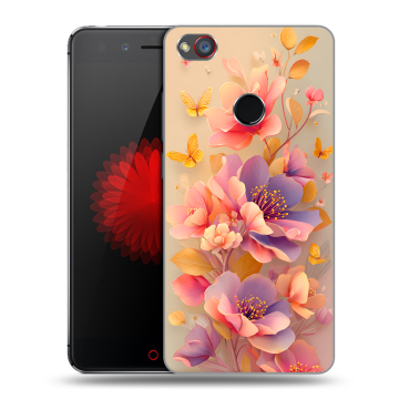 Силиконовый чехол на ZTE Nubia Z11 Mini S с принтом Цветы и бабочки