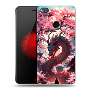 Силиконовый чехол на ZTE Nubia Z11 Mini S с принтом Дракон Японский