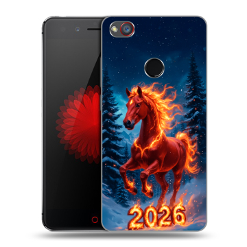 Силиконовый чехол на ZTE Nubia Z11 Mini S с принтом Новый год коня