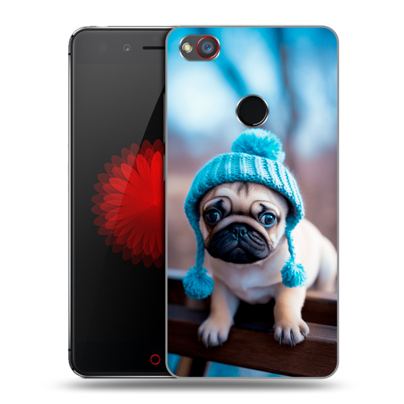 Пластиковый чехол на ZTE Nubia Z11 Mini S с принтом Мопс в шапке Пластиковый чехол на ZTE Nubia Z11 Mini S с принтом Мопс в шапке