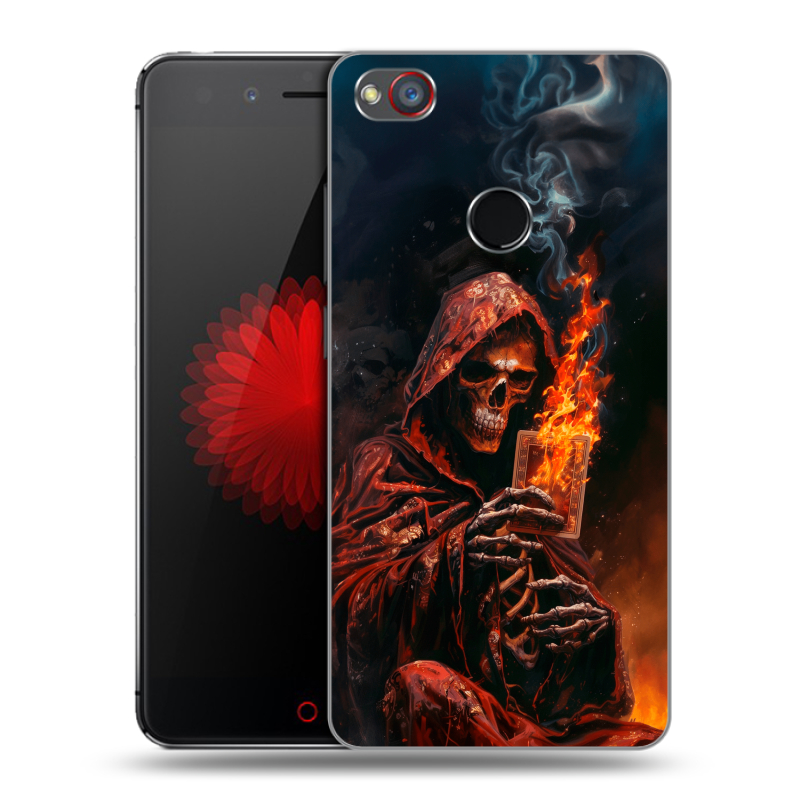 Пластиковый чехол на ZTE Nubia Z11 Mini S с принтом Скелет и карты Пластиковый чехол на ZTE Nubia Z11 Mini S с принтом Скелет и карты