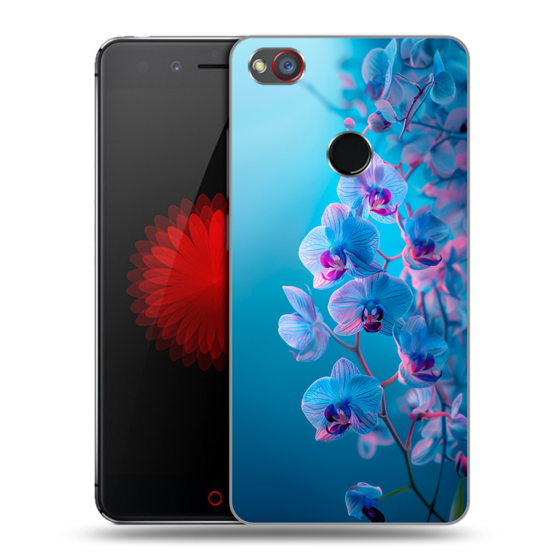 Силиконовый чехол на ZTE Nubia Z11 Mini S с принтом голубые орхидеи Силиконовый чехол на ZTE Nubia Z11 Mini S с принтом голубые орхидеи