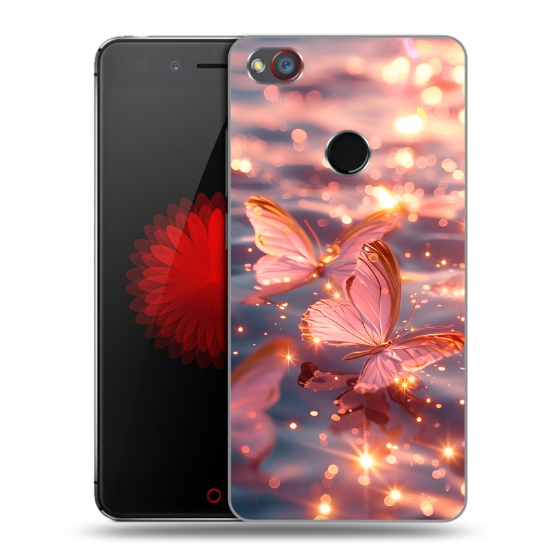 Пластиковый чехол на ZTE Nubia Z11 Mini S с принтом бабочки розовые Пластиковый чехол на ZTE Nubia Z11 Mini S с принтом бабочки розовые