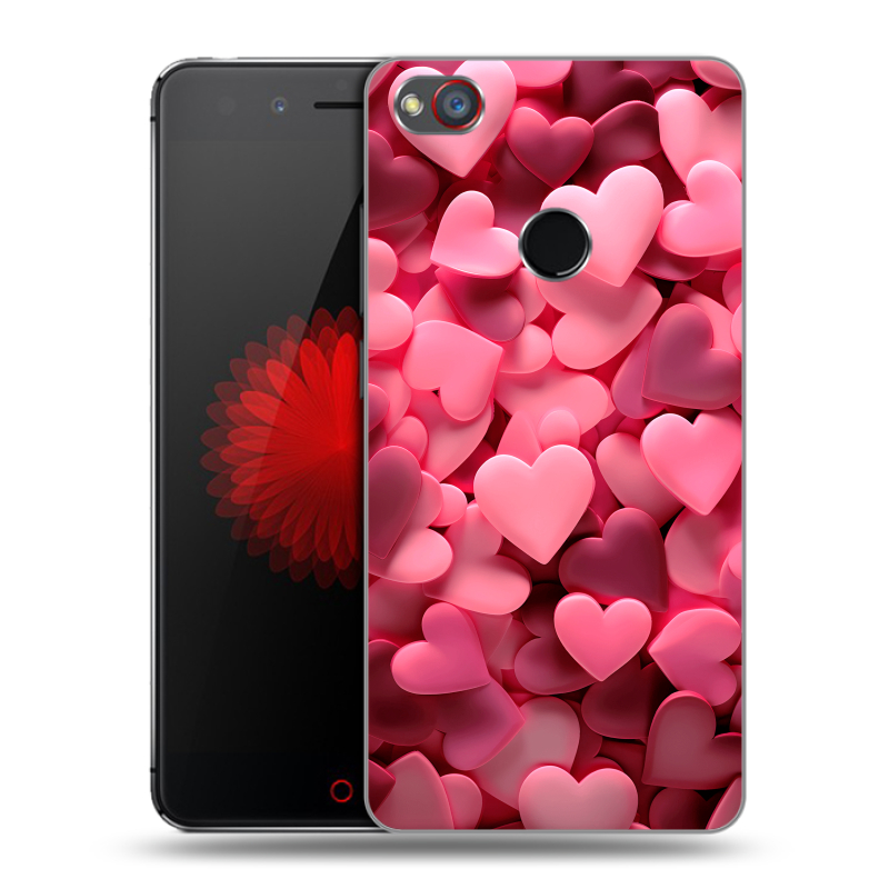 Пластиковый чехол на ZTE Nubia Z11 Mini S с принтом розовые сердечки Пластиковый чехол на ZTE Nubia Z11 Mini S с принтом розовые сердечки