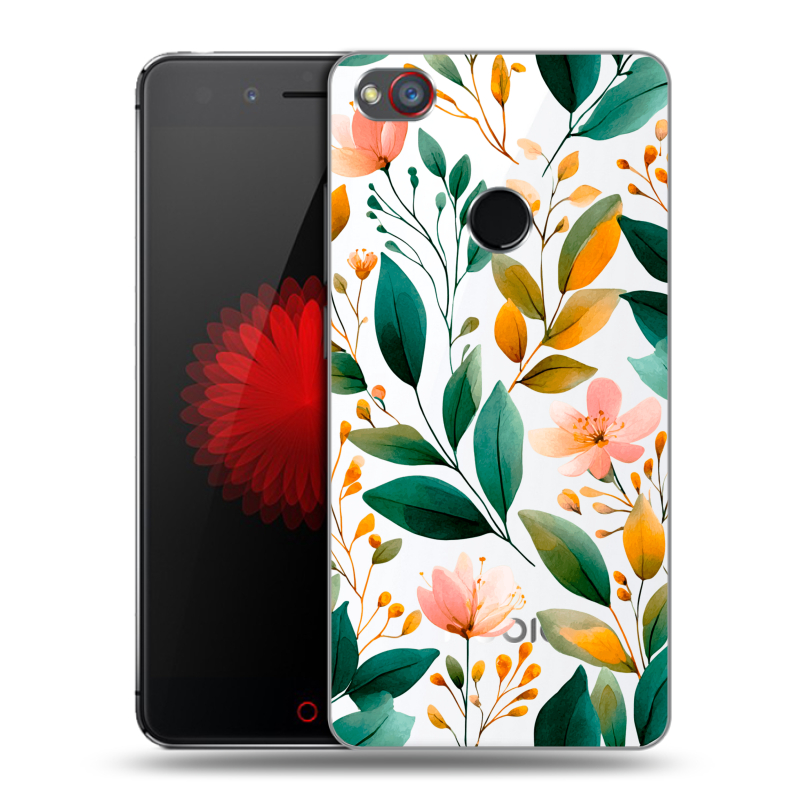 Силиконовый чехол на ZTE Nubia Z11 Mini S с принтом Цветы паттерн Силиконовый чехол на ZTE Nubia Z11 Mini S с принтом Цветы паттерн
