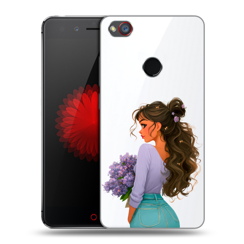 Силиконовый чехол на ZTE Nubia Z11 Mini S с принтом девушка цветы Силиконовый чехол на ZTE Nubia Z11 Mini S с принтом девушка цветы