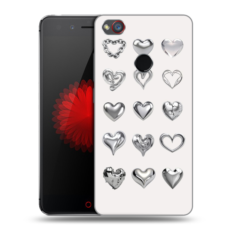 Пластиковый чехол на ZTE Nubia Z11 Mini S с принтом Y2K сердечки Пластиковый чехол на ZTE Nubia Z11 Mini S с принтом Y2K сердечки