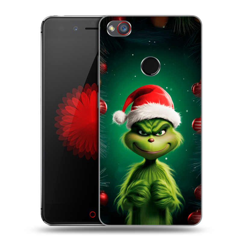 Силиконовый чехол на ZTE Nubia Z11 Mini S с принтом Гринч Новый год Рождество Силиконовый чехол на ZTE Nubia Z11 Mini S с принтом Гринч Новый год Рождество