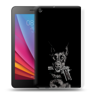 Силиконовый чехол на планшета Huawei MediaPad T2 7.0 с принтом Доберман и пистолет Силиконовый чехол на планшета Huawei MediaPad T2 7.0 с принтом Доберман и пистолет
