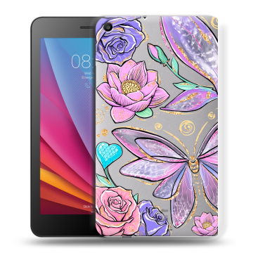 Силиконовый чехол на Huawei MediaPad T2 7.0 с принтом Бабочки и цветы