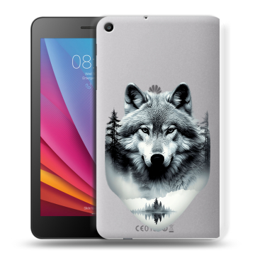 Силиконовый чехол на Huawei MediaPad T2 7.0 с принтом Волк в лесу