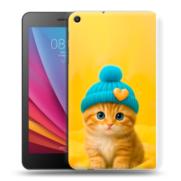 Силиконовый чехол на Huawei MediaPad T2 7.0 с принтом Котенок в шапке Силиконовый чехол на Huawei MediaPad T2 7.0 с принтом Котенок в шапке