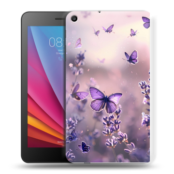 Силиконовый чехол на Huawei MediaPad T2 7.0 с принтом бабочки и лаванда Силиконовый чехол на Huawei MediaPad T2 7.0 с принтом бабочки и лаванда