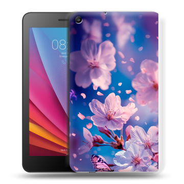 Силиконовый чехол на Huawei MediaPad T2 7.0 с принтом цветы бабочки