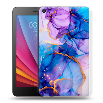 Силиконовый чехол на Huawei MediaPad T2 7.0 с принтом синий мрамор