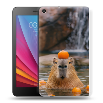 Силиконовый чехол на Huawei MediaPad T2 7.0 с принтом Капибара с апельсином Силиконовый чехол на Huawei MediaPad T2 7.0 с принтом Капибара с апельсином