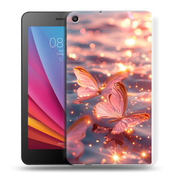 Силиконовый чехол на Huawei MediaPad T2 7.0 с принтом бабочки розовые Силиконовый чехол на Huawei MediaPad T2 7.0 с принтом бабочки розовые