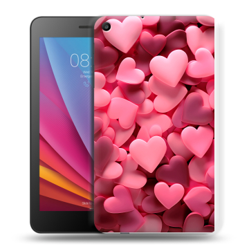 Силиконовый чехол на Huawei MediaPad T2 7.0 с принтом розовые сердечки