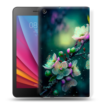 Силиконовый чехол на Huawei MediaPad T2 7.0 с принтом Цветы и мрамор Силиконовый чехол на Huawei MediaPad T2 7.0 с принтом Цветы и мрамор