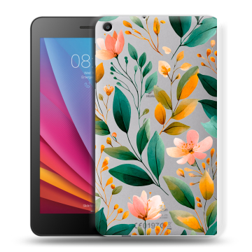 Силиконовый чехол на Huawei MediaPad T2 7.0 с принтом Цветы паттерн
