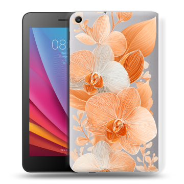 Силиконовый чехол на Huawei MediaPad T2 7.0 с принтом Бежевые цветы