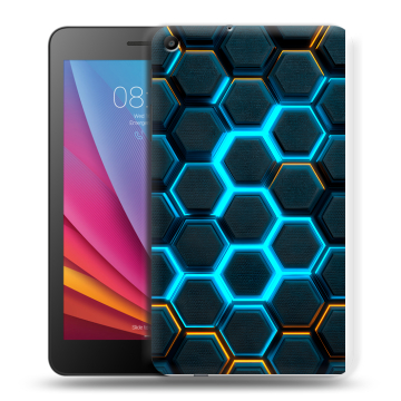 Силиконовый чехол на Huawei MediaPad T2 7.0 с принтом Неоновые соты