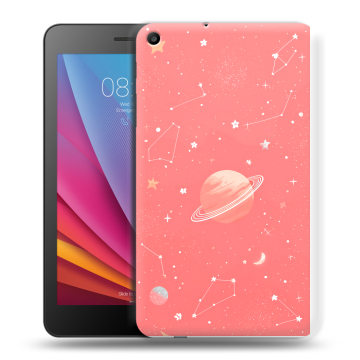 Силиконовый чехол на Huawei MediaPad T2 7.0 с принтом Розовый космос