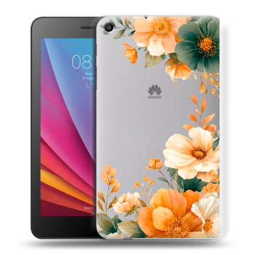 Силиконовый чехол на Huawei MediaPad T2 7.0 с принтом Цветы принт