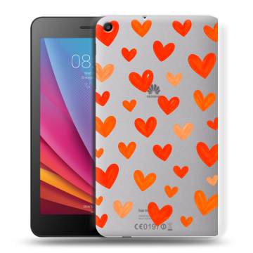 Силиконовый чехол на Huawei MediaPad T2 7.0 с принтом Сердечки