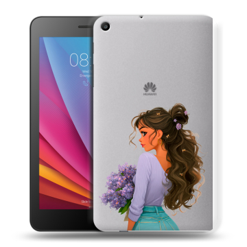 Силиконовый чехол на Huawei MediaPad T2 7.0 с принтом девушка цветы