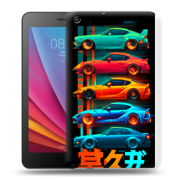 Силиконовый чехол на Huawei MediaPad T2 7.0 с принтом машины тачки