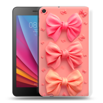 Силиконовый чехол на Huawei MediaPad T2 7.0 с принтом Розовые бантики