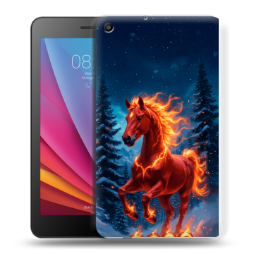 Силиконовый чехол на Huawei MediaPad T2 7.0 с принтом Новый год коня