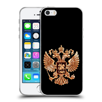 Пластиковый чехол на Iphone 5 с принтом Герб России золотой Пластиковый чехол на Iphone 5 с принтом Герб России золотой