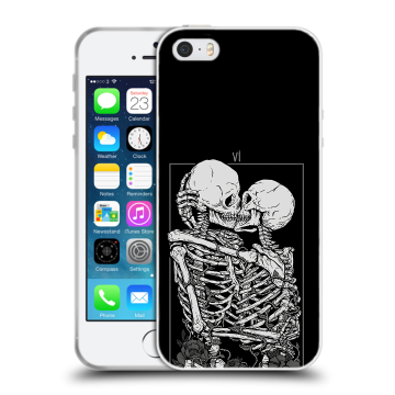 Пластиковый чехол на Iphone 5 с принтом Поцелуй скелетов Пластиковый чехол на Iphone 5 с принтом Поцелуй скелетов