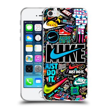 Пластиковый чехол на Iphone 5 с принтом найк nike черный Пластиковый чехол на Iphone 5 с принтом найк nike черный